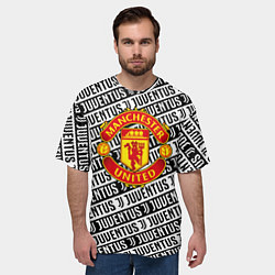 Футболка оверсайз мужская Манчестер Юнайтед x ювентус паттерн, цвет: 3D-принт — фото 2