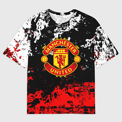 Футболка оверсайз мужская Манчестер Юнайтед краски, цвет: 3D-принт