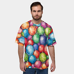 Футболка оверсайз мужская Россыпь новогодних шаров, цвет: 3D-принт — фото 2