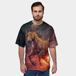 Футболка оверсайз мужская Огненная лошадь, цвет: 3D-принт — фото 2