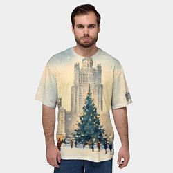 Футболка оверсайз мужская Москва новогодняя елка, цвет: 3D-принт — фото 2