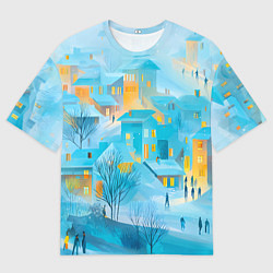 Футболка оверсайз мужская Новогодние Московские домики, цвет: 3D-принт