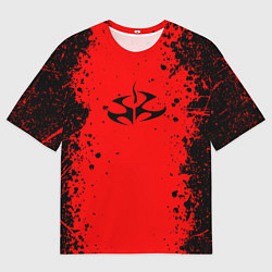 Футболка оверсайз мужская Эмблема hitman на красном фоне, цвет: 3D-принт