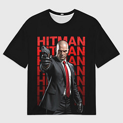 Футболка оверсайз мужская Хитман с пистолетом, цвет: 3D-принт