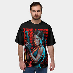 Футболка оверсайз мужская Lara Croft с пистолетом, цвет: 3D-принт — фото 2