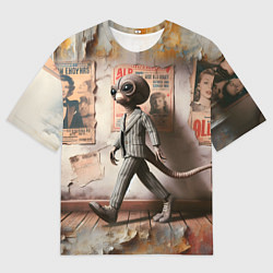 Футболка оверсайз мужская Пришелец в костюме в полосочку, цвет: 3D-принт