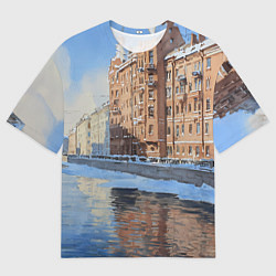 Футболка оверсайз мужская Зимний Санкт-Петербург, цвет: 3D-принт