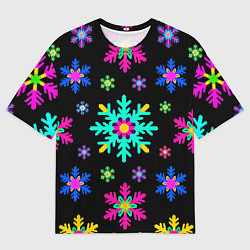 Мужская футболка оверсайз Снежинки ретро