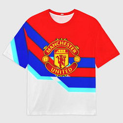 Футболка оверсайз мужская Манчестер Юнайтед полосы геометрия, цвет: 3D-принт