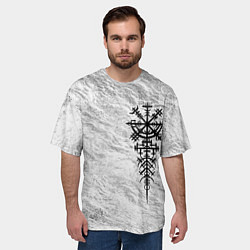 Футболка оверсайз мужская Вегвизир - компас рун в виде става, цвет: 3D-принт — фото 2