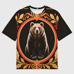 Мужская футболка оверсайз Медведь в орнаменте