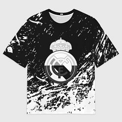 Футболка оверсайз мужская Реал Мадрид краски текстура, цвет: 3D-принт