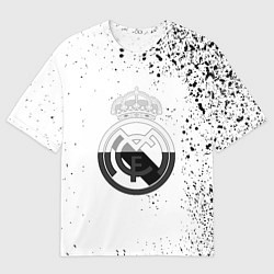 Футболка оверсайз мужская Реал Мадрид черно белые краски, цвет: 3D-принт