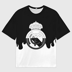 Футболка оверсайз мужская Реал Мадрид огонь белый, цвет: 3D-принт