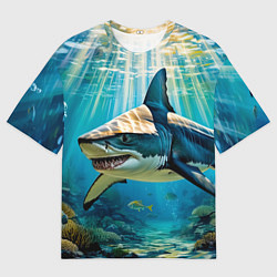 Футболка оверсайз мужская Хищник кораллового рифа, цвет: 3D-принт