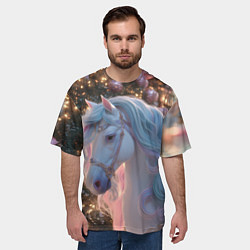Футболка оверсайз мужская Лошадь символ 2026 года, цвет: 3D-принт — фото 2