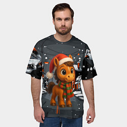 Футболка оверсайз мужская Новогодняя лошадка 2026 год, цвет: 3D-принт — фото 2