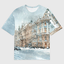Футболка оверсайз мужская Снежный день в Санкт-Петербурге, цвет: 3D-принт