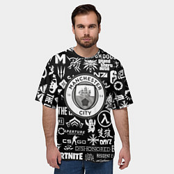 Футболка оверсайз мужская Манчестер сити логотипы игр, цвет: 3D-принт — фото 2