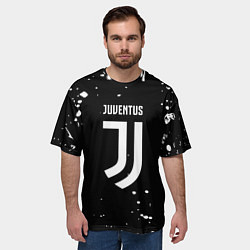 Футболка оверсайз мужская Ювентус белые брызги красок, цвет: 3D-принт — фото 2