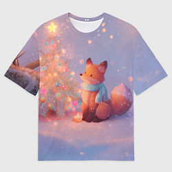 Футболка оверсайз мужская Лисичка Новый год, цвет: 3D-принт