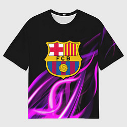 Футболка оверсайз мужская Барселона неоновый огонь текстура, цвет: 3D-принт