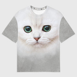 Мужская футболка оверсайз Белый котик
