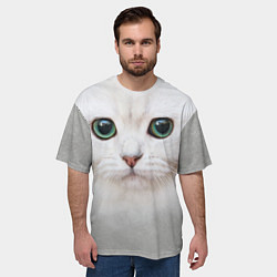 Футболка оверсайз мужская Белый котик, цвет: 3D-принт — фото 2