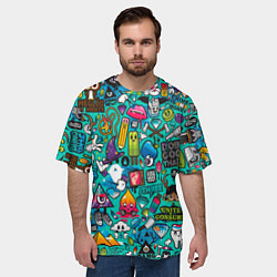 Футболка оверсайз мужская Стикербомбинг, цвет: 3D-принт — фото 2