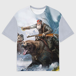 Футболка оверсайз мужская Русский воин на медведе, цвет: 3D-принт