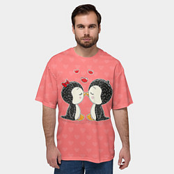 Футболка оверсайз мужская Влюбленные пингвины, цвет: 3D-принт — фото 2