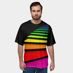 Футболка оверсайз мужская Радужная лестница, цвет: 3D-принт — фото 2