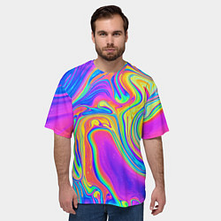Футболка оверсайз мужская Цветные разводы, цвет: 3D-принт — фото 2