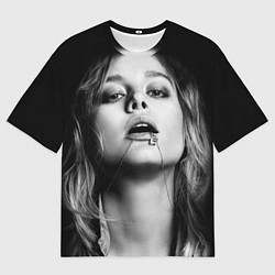 Футболка оверсайз мужская Бри Ларсон - чб портрет, цвет: 3D-принт