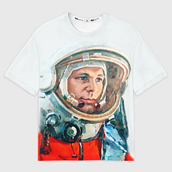 Футболка оверсайз мужская Гагарин в полете, цвет: 3D-принт