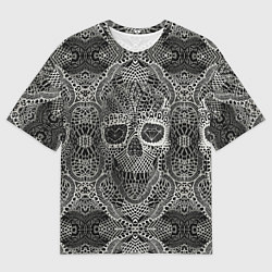 Мужская футболка оверсайз Кружевной череп