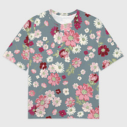 Мужская футболка оверсайз Цветочки