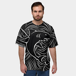 Футболка оверсайз мужская Акула в в морской пучине, цвет: 3D-принт — фото 2