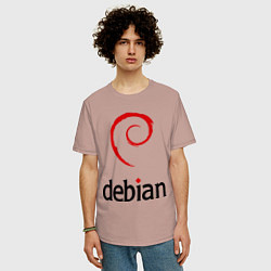 Футболка оверсайз мужская Debian, цвет: пыльно-розовый — фото 2