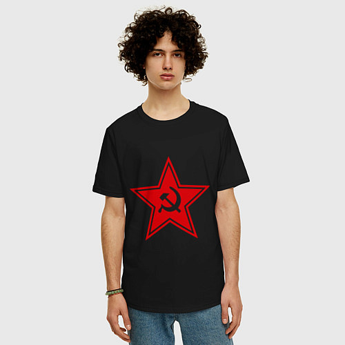 Мужская футболка оверсайз Звезда СССР / Черный – фото 3