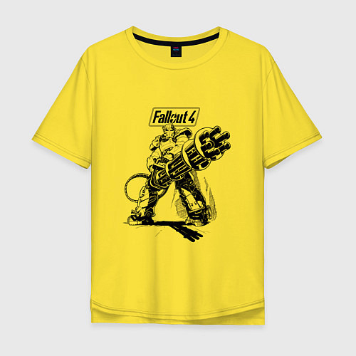Мужская футболка оверсайз Fallout 4: Machine gun / Желтый – фото 1