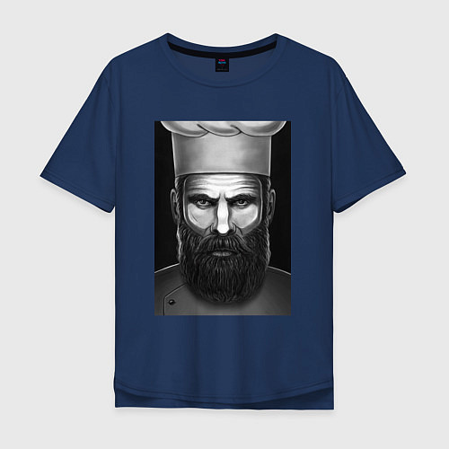 Мужская футболка оверсайз Шеф повар / Тёмно-синий – фото 1