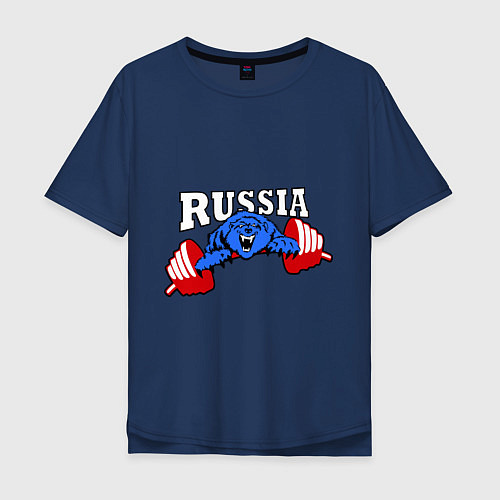 Мужская футболка оверсайз Russia PR / Тёмно-синий – фото 1