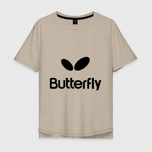 Мужская футболка оверсайз Butterfly Logo / Миндальный – фото 1