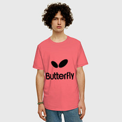 Футболка оверсайз мужская Butterfly Logo, цвет: коралловый — фото 2