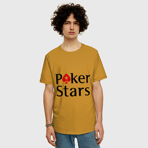 Мужская футболка оверсайз Poker Stars / Горчичный – фото 3
