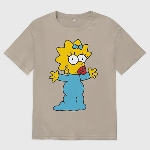 Мужская футболка оверсайз Maggie Simpson / Миндальный – фото 1