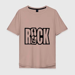 Футболка оверсайз мужская Rock Logo, цвет: пыльно-розовый