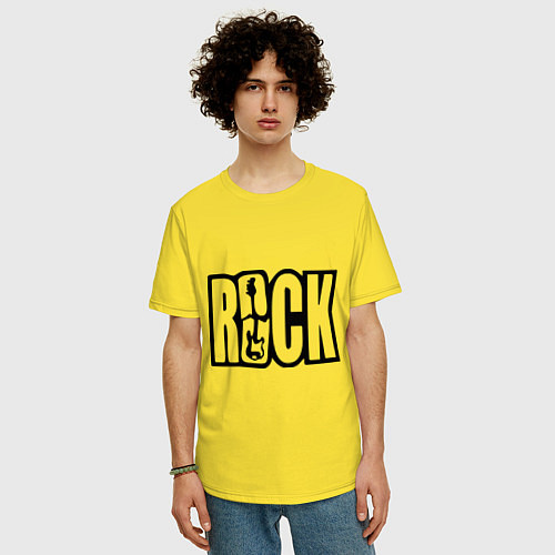 Мужская футболка оверсайз Rock Logo / Желтый – фото 3