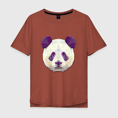 Мужская футболка оверсайз Полигональная панда / Кирпичный – фото 1